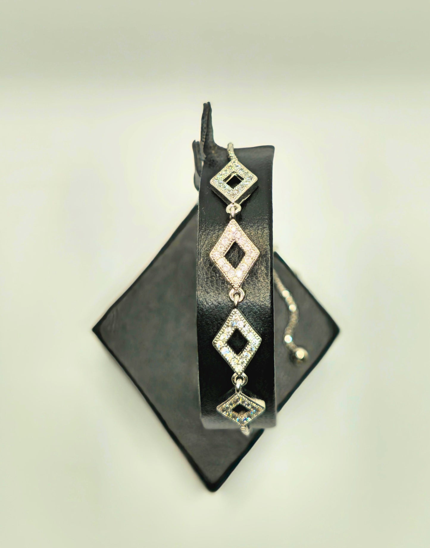 Modern Geometric Silver-Tone Bracelet with Diamond-Cut Accents-BT12