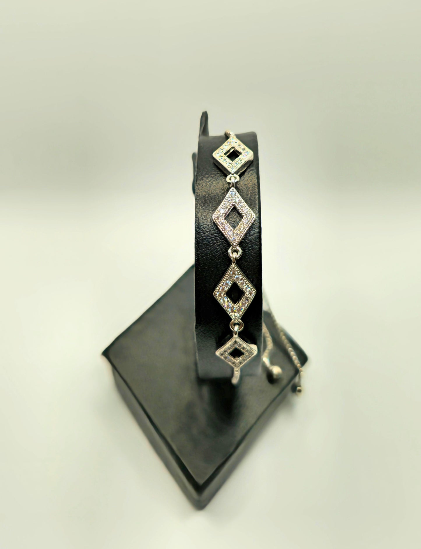 Modern Geometric Silver-Tone Bracelet with Diamond-Cut Accents-BT12
