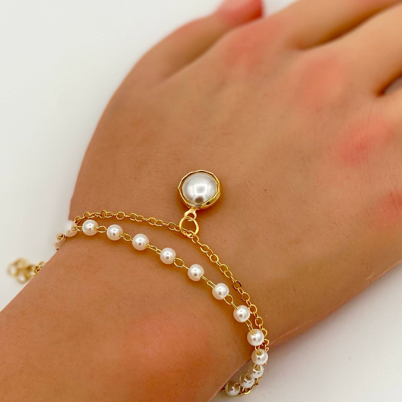 Pearl Double Layer Gold Bracelet - BT22