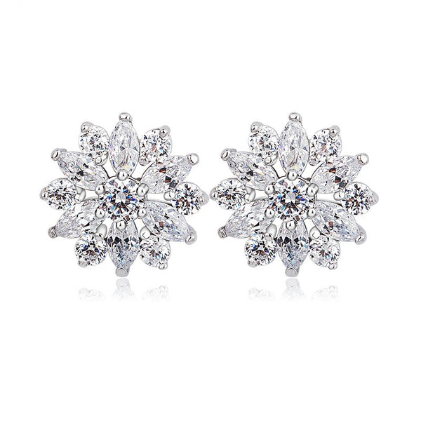 Radiant Snowflake Crystal Stud Earrings-T21