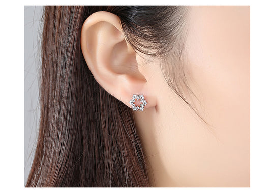 Sparkling Hexagon Diamond Stud Earrings-T20