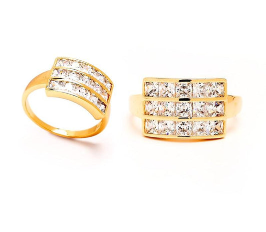 Unisex Gold Triple Row Statement Ring