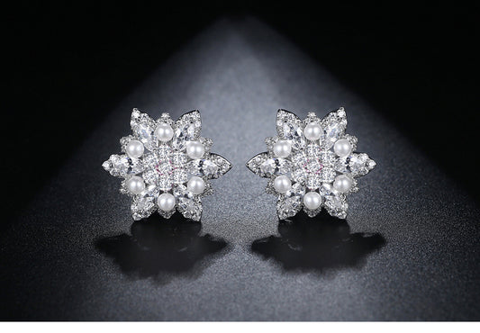 High Quality CZ Pearl Earrings-T17
