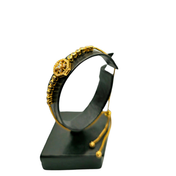 Graceful Gold-Tone Bracelet with Intricate Floral Motif-BT11