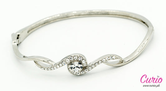 Elegant Wave Crystal Bangle –BT4