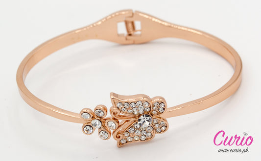 Rose Gold Crystal Flower Bangle-BT6