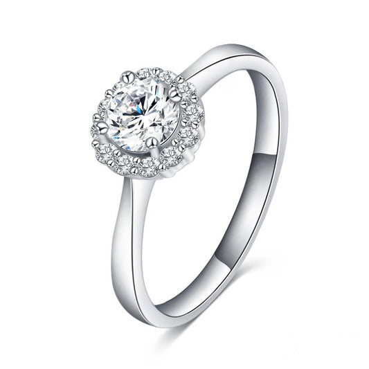 Radiant Halo CZ Solitaire Ring-R3