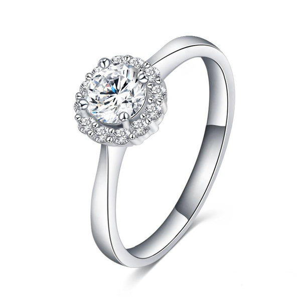 Radiant Halo CZ Solitaire Ring-R3