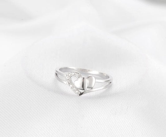 Double Heart Sterling Ring-R2
