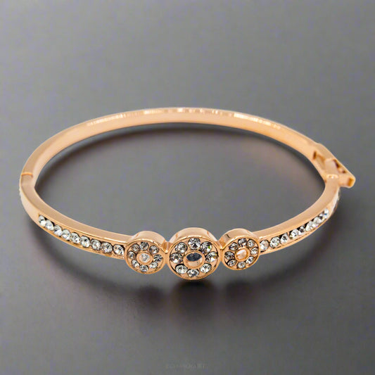 Elegant Rose Gold Crystal Bangle Bracelet-BT3