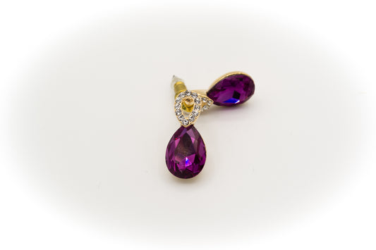 Amethyst Teardrop Dangle Earrings-T12
