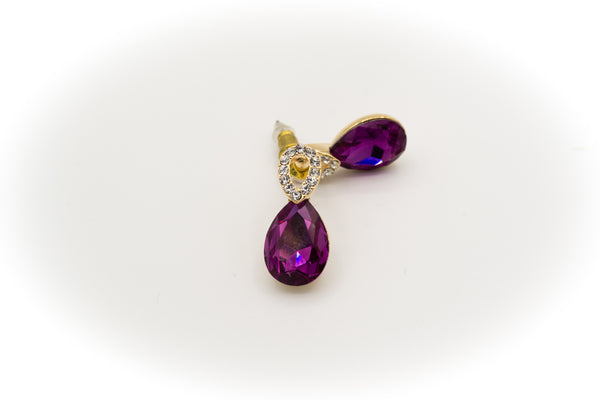 Amethyst Teardrop Dangle Earrings-T12