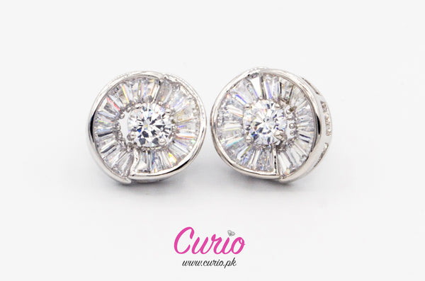 Radiant Halo Stud Earrings – Crystal Burst Design-T3