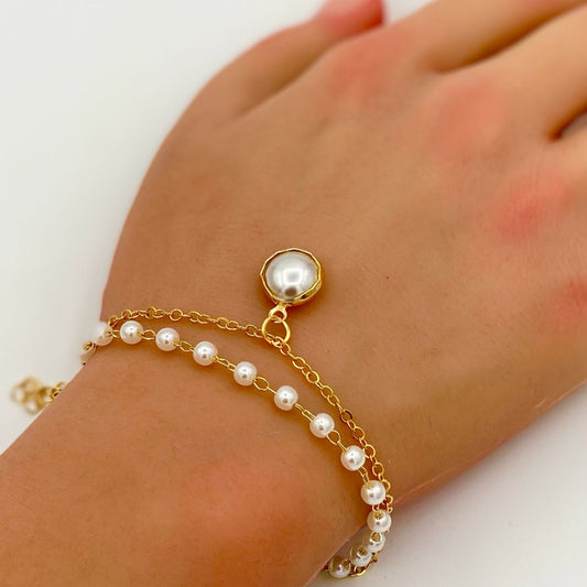 Pearl Double Layer Gold Bracelet - BT22