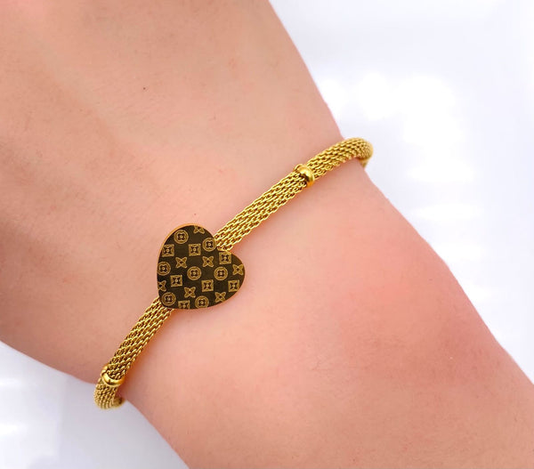Golden Mesh Heart Bracelet - BT31