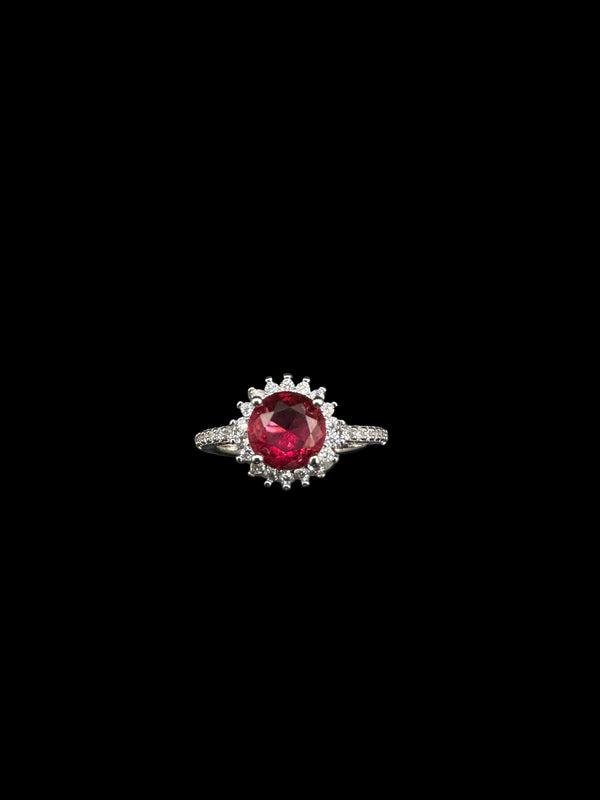 Adjustable Ruby Halo Diamond Ring - R13