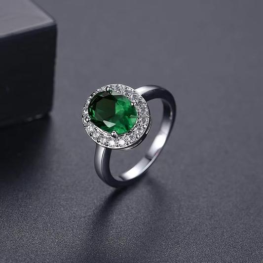 Emerald Halo Ring - R15