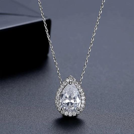 Teardrop Halo Pendant Necklace - N9