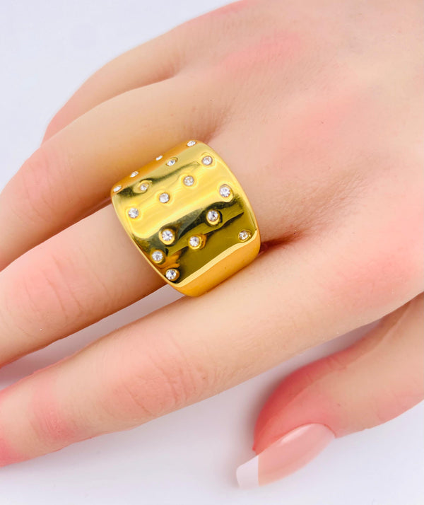 Bold Golden Ripple Ring-NR-12