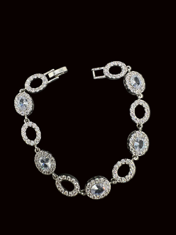 White Sapphire Halo Bracelet - BT36